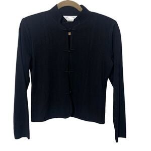 Exclusively Misook Petite S Black Asian style jacket top‎ blouse black
